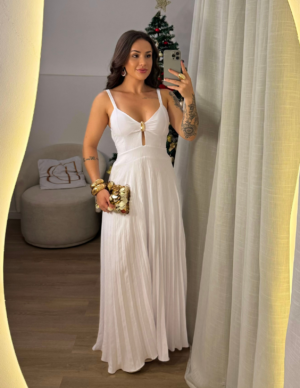 Vestido longo plissado